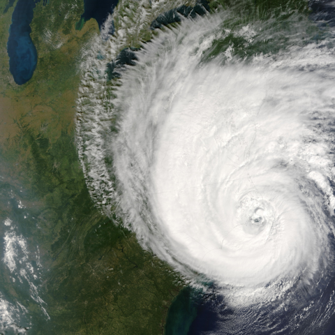 Satellite view of a hurricane 
